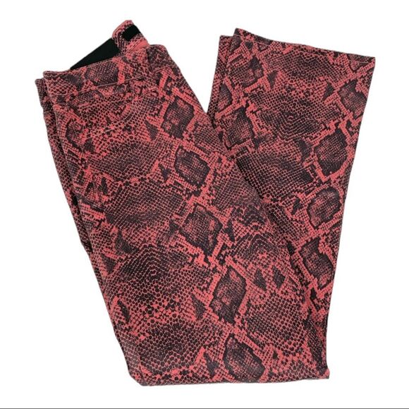 J Brand Houlihan Selena Mid-Rise Crop Boot Cut Coated Kalani Boa Jeans Salmon 24 - Picture 2 of 13